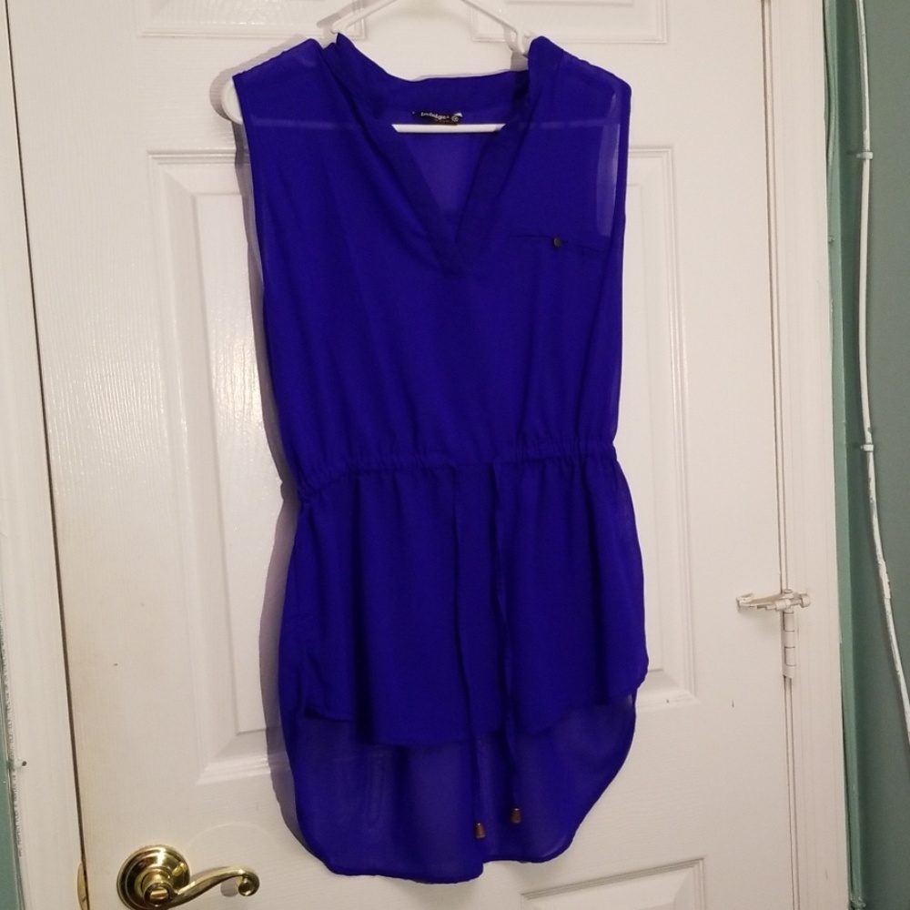 Royal blue sheer shirt. Size 1X
